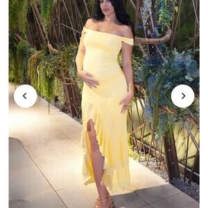 Elegant Off-Shoulder Yellow Dress